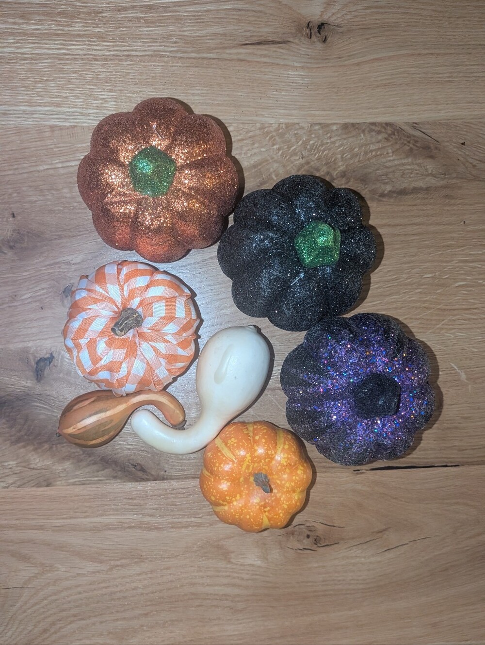 Autumn Assorted Decorative Pumpkins and Gourds - Orange, Black, White, Purple
